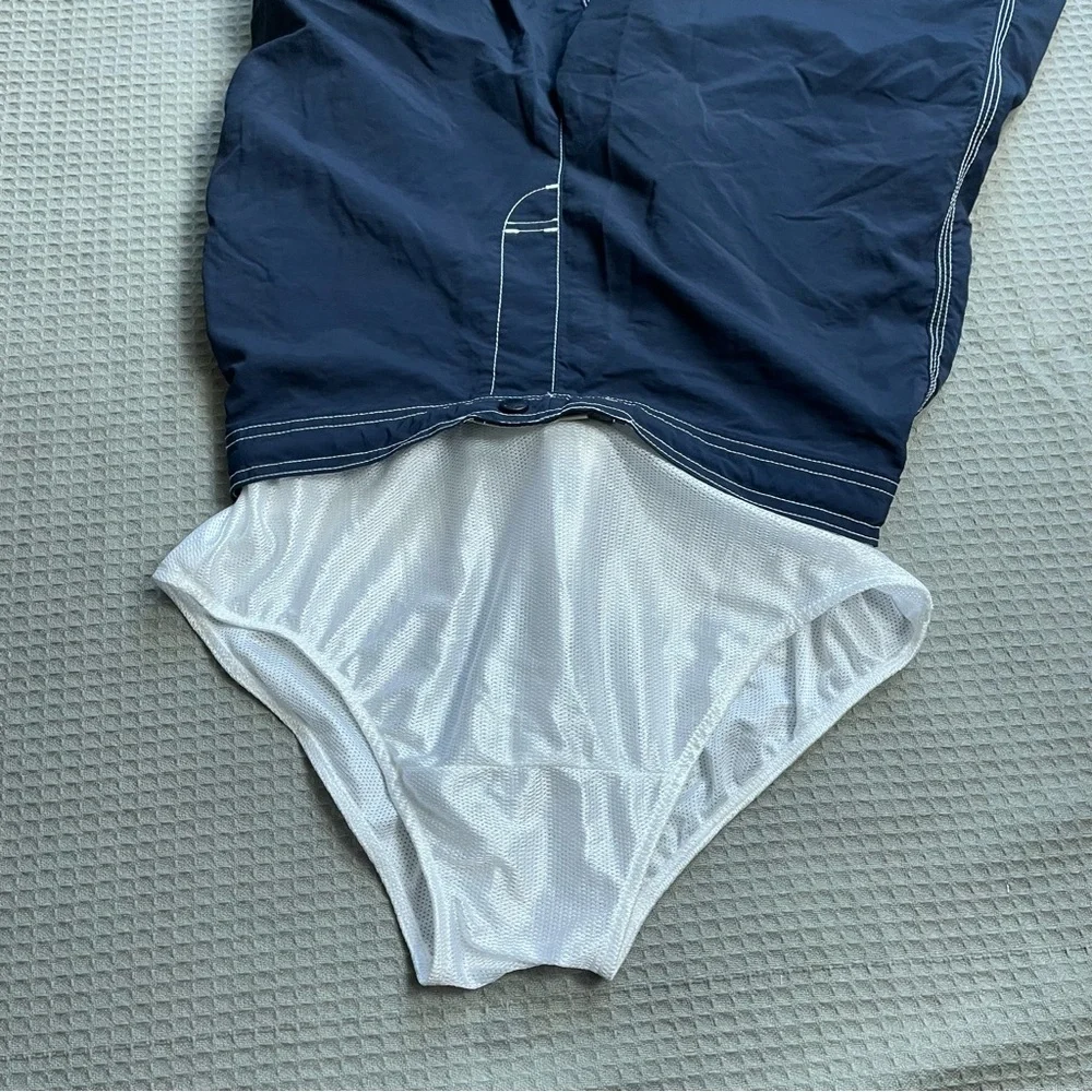 Lands End Swim Trunks Small Men’s Cargo Surf Navy Blue With Mesh Liner